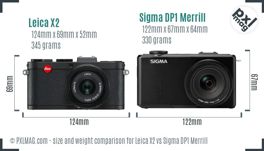 Leica X2 vs Sigma DP1 Merrill size comparison