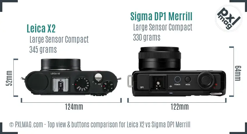 Leica X2 vs Sigma DP1 Merrill top view buttons comparison