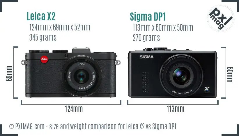 Leica X2 vs Sigma DP1 size comparison