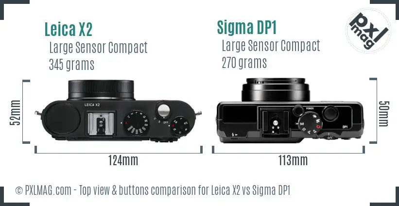Leica X2 vs Sigma DP1 top view buttons comparison