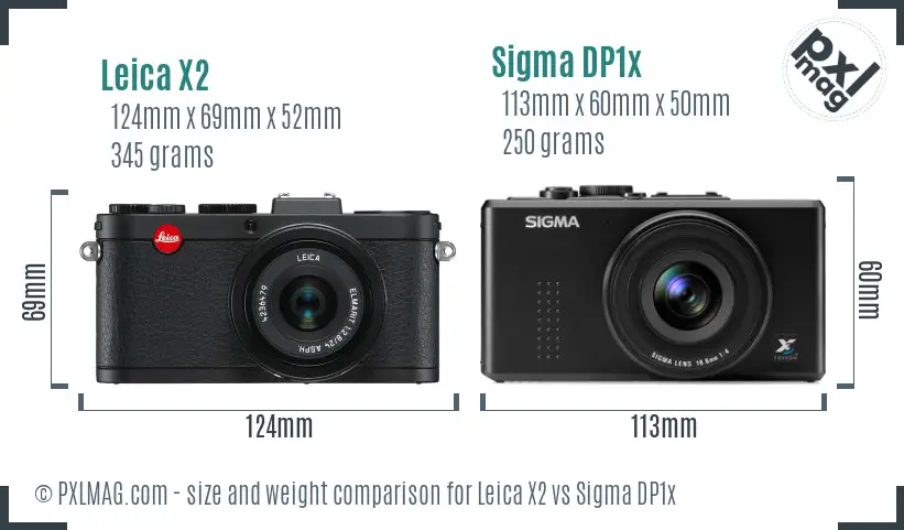 Leica X2 vs Sigma DP1x size comparison