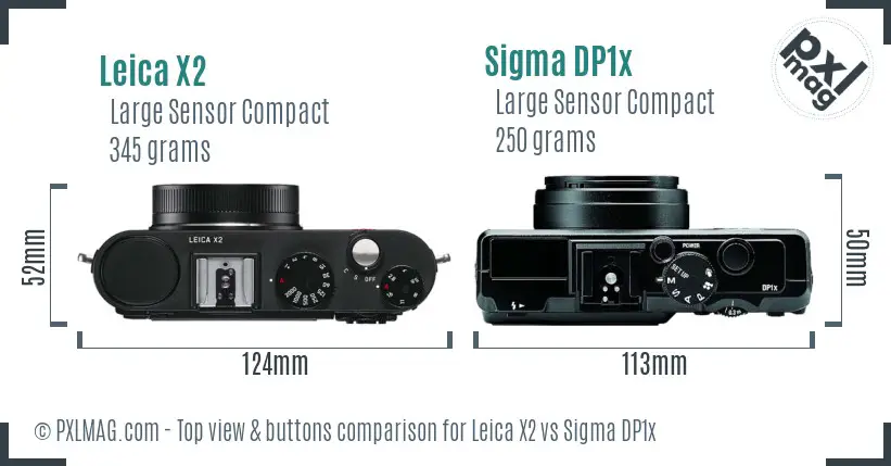 Leica X2 vs Sigma DP1x top view buttons comparison