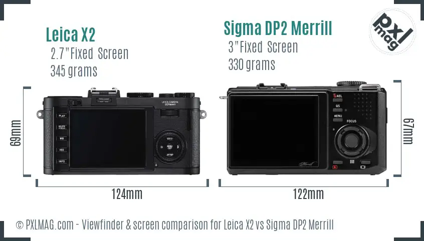 Leica X2 vs Sigma DP2 Merrill Screen and Viewfinder comparison
