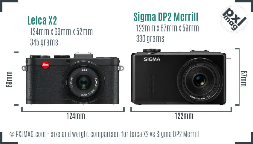 Leica X2 vs Sigma DP2 Merrill size comparison