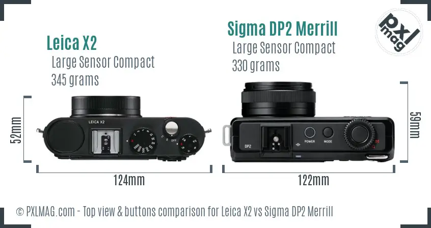Leica X2 vs Sigma DP2 Merrill top view buttons comparison