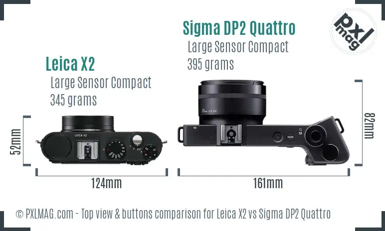 Leica X2 vs Sigma DP2 Quattro top view buttons comparison