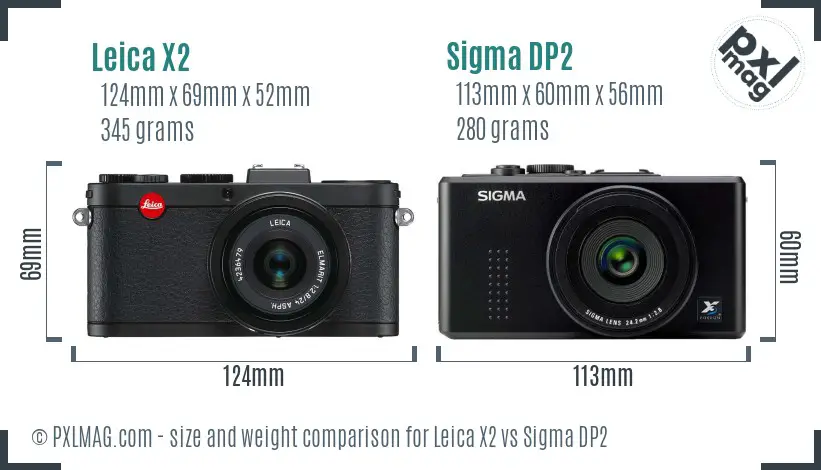 Leica X2 vs Sigma DP2 size comparison