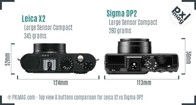 Leica X2 vs Sigma DP2 top view buttons comparison