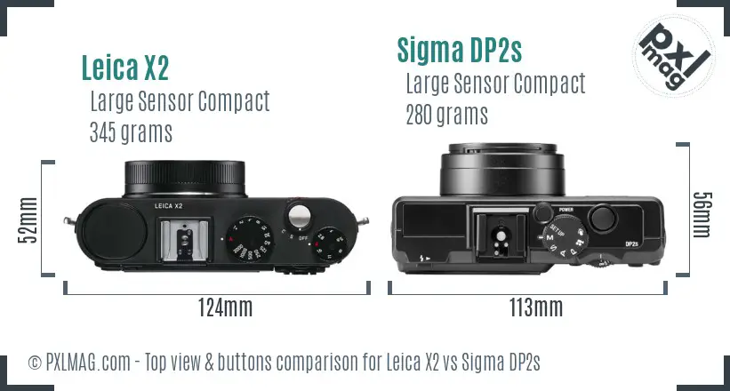 Leica X2 vs Sigma DP2s top view buttons comparison