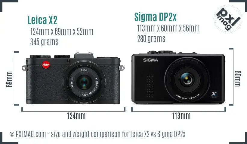 Leica X2 vs Sigma DP2x size comparison