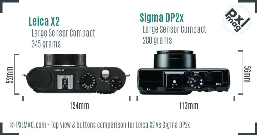 Leica X2 vs Sigma DP2x top view buttons comparison