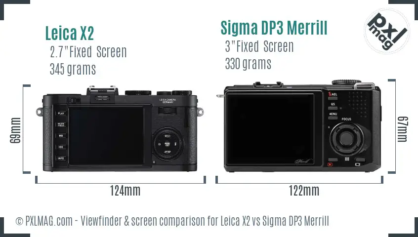 Leica X2 vs Sigma DP3 Merrill Screen and Viewfinder comparison