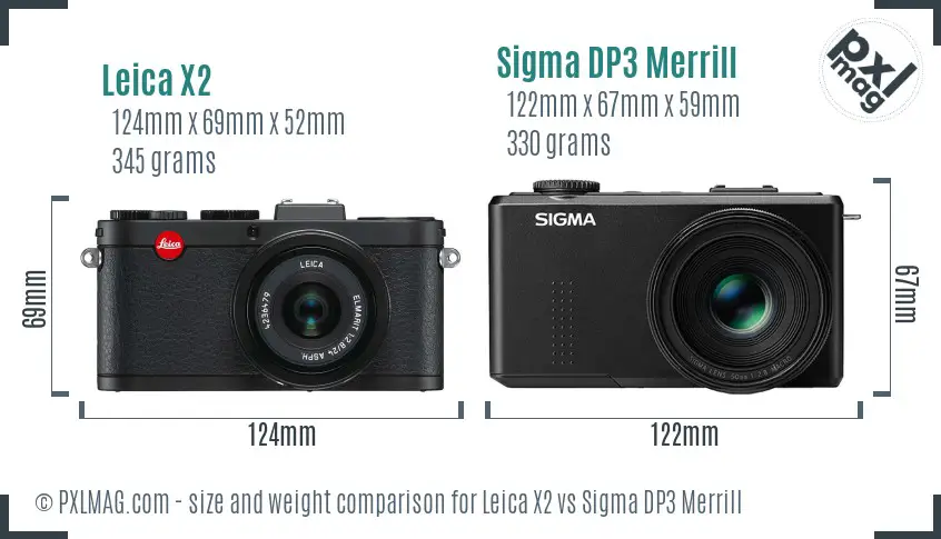 Leica X2 vs Sigma DP3 Merrill size comparison