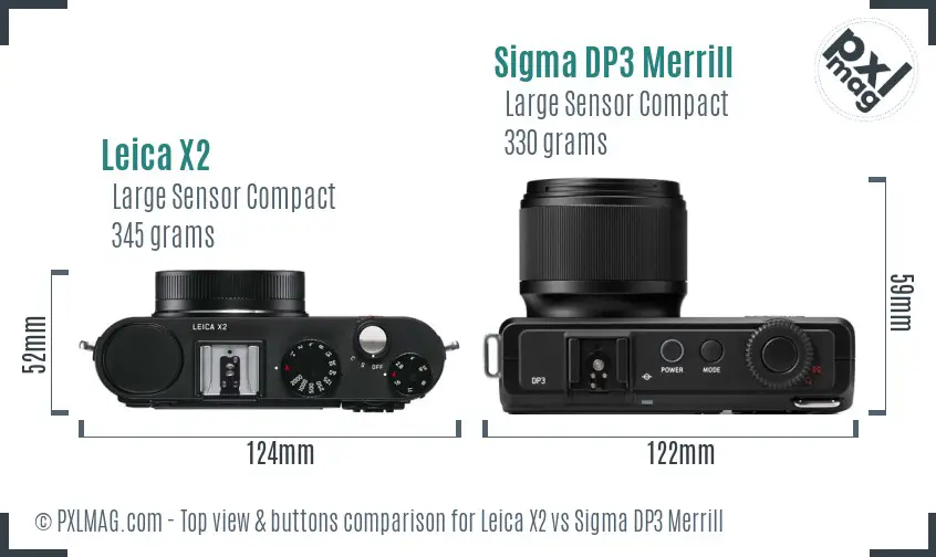 Leica X2 vs Sigma DP3 Merrill top view buttons comparison