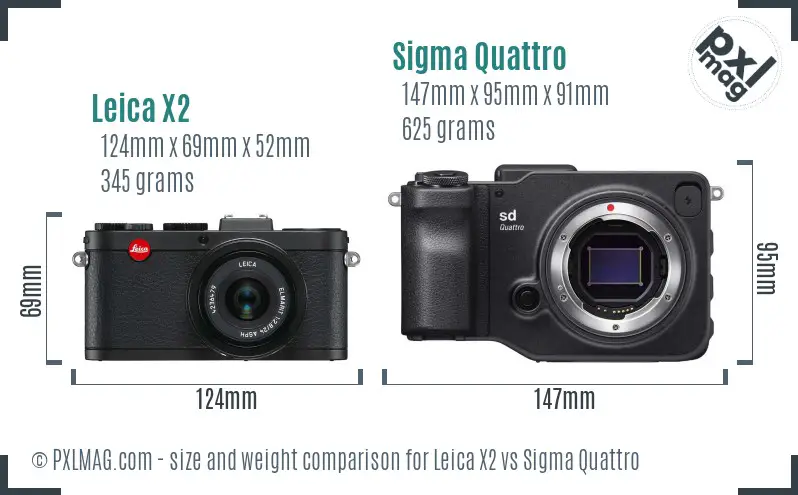Leica X2 vs Sigma Quattro size comparison