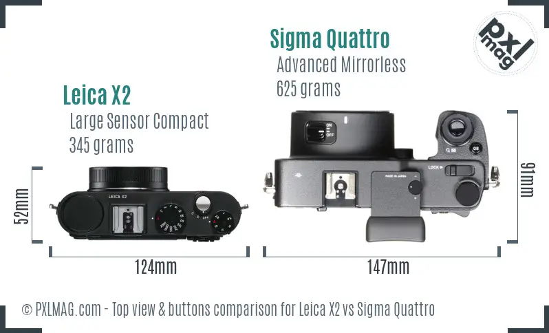 Leica X2 vs Sigma Quattro top view buttons comparison