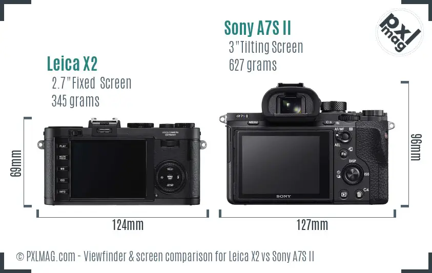 Leica X2 vs Sony A7S II Screen and Viewfinder comparison