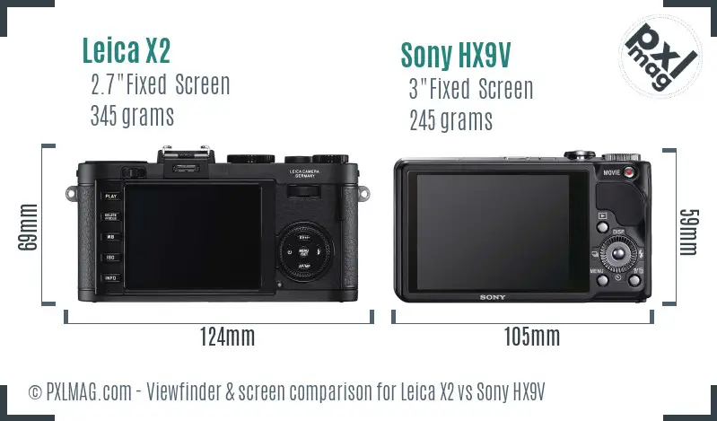 Leica X2 vs Sony HX9V Screen and Viewfinder comparison