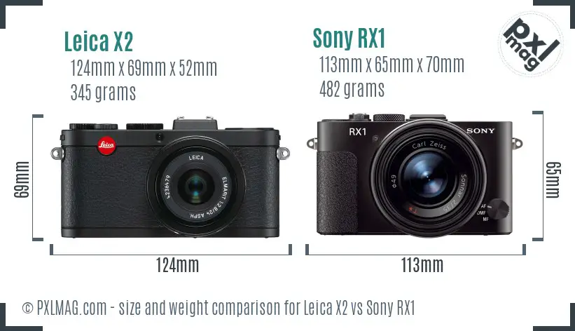 Leica X2 vs Sony RX1 size comparison