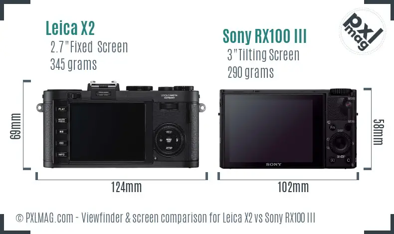 Leica X2 vs Sony RX100 III Screen and Viewfinder comparison