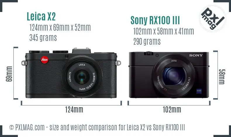 Leica X2 vs Sony RX100 III size comparison