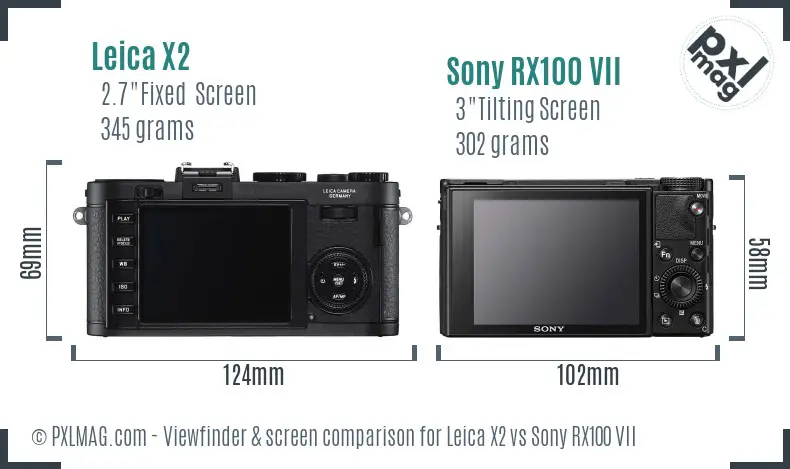 Leica X2 vs Sony RX100 VII Screen and Viewfinder comparison