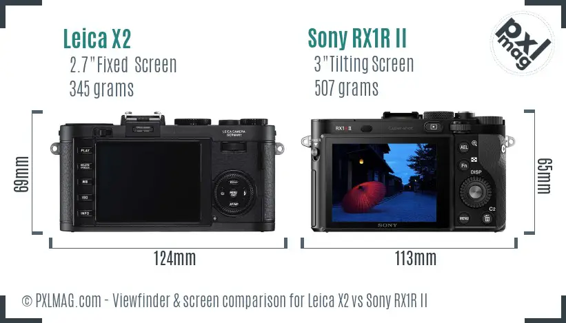 Leica X2 vs Sony RX1R II Screen and Viewfinder comparison