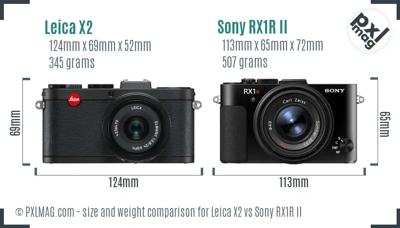 Leica X2 vs Sony RX1R II size comparison