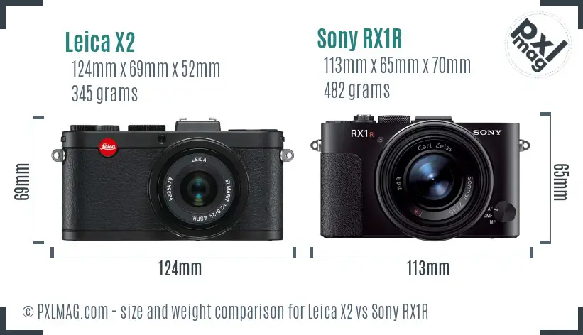 Leica X2 vs Sony RX1R size comparison