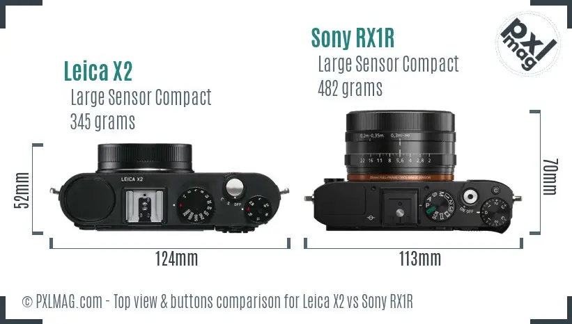 Leica X2 vs Sony RX1R top view buttons comparison