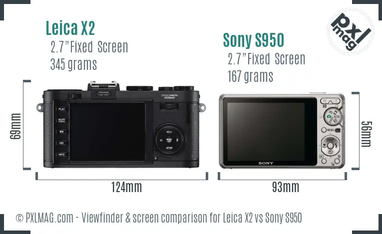 Leica X2 vs Sony S950 Screen and Viewfinder comparison