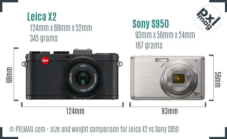 Leica X2 vs Sony S950 size comparison
