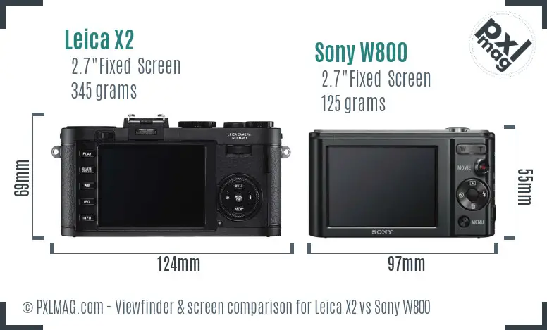 Leica X2 vs Sony W800 Screen and Viewfinder comparison
