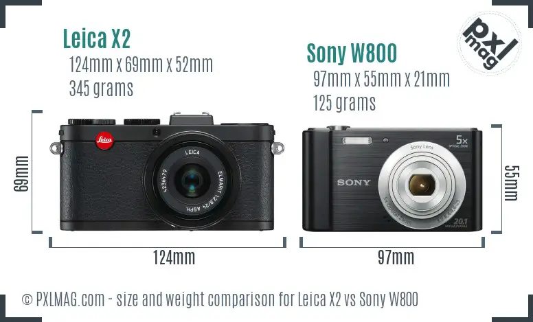 Leica X2 vs Sony W800 size comparison
