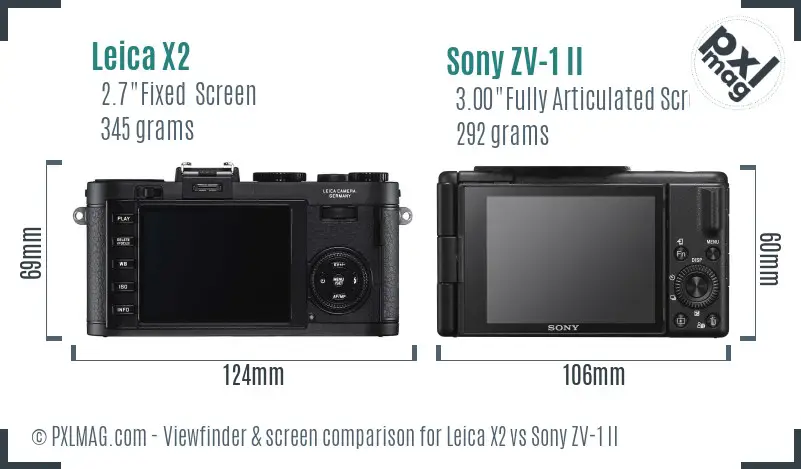 Leica X2 vs Sony ZV-1 II Screen and Viewfinder comparison