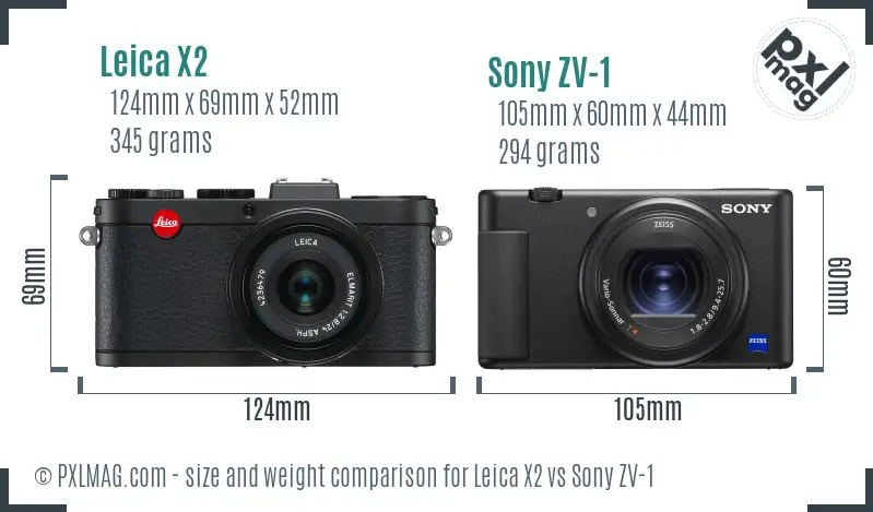 Leica X2 vs Sony ZV-1 size comparison