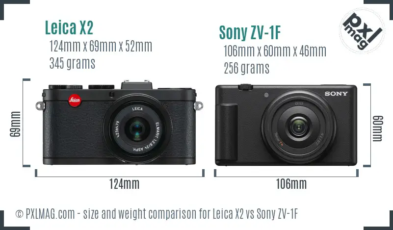 Leica X2 vs Sony ZV-1F size comparison