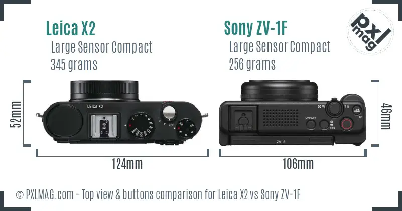 Leica X2 vs Sony ZV-1F top view buttons comparison