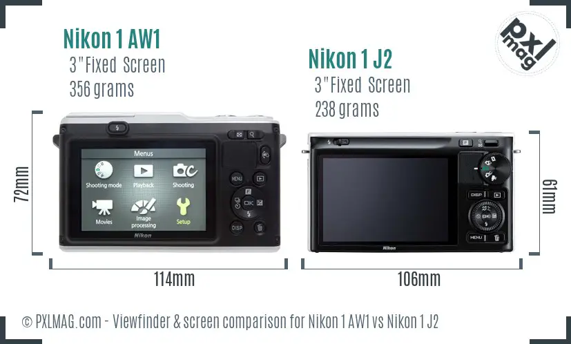 Nikon 1 AW1 vs Nikon 1 J2 Screen and Viewfinder comparison