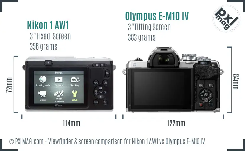 Nikon 1 AW1 vs Olympus E-M10 IV Screen and Viewfinder comparison Nikon 1 AW1 vs Olympus E-M10 IV Screen and Viewfinder comparison
