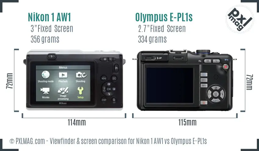 Nikon 1 AW1 vs Olympus E-PL1s Screen and Viewfinder comparison Nikon 1 AW1 vs Olympus E-PL1s Screen and Viewfinder comparison
