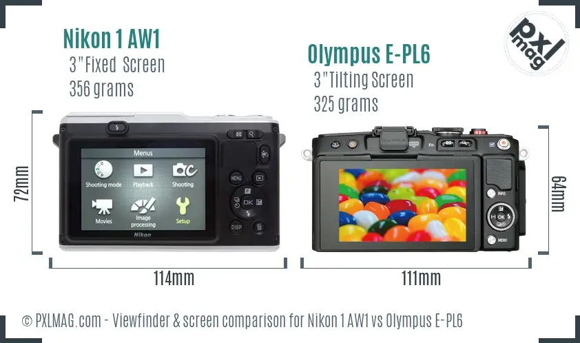 Nikon 1 AW1 vs Olympus E-PL6 Screen and Viewfinder comparison Nikon 1 AW1 vs Olympus E-PL6 Screen and Viewfinder comparison