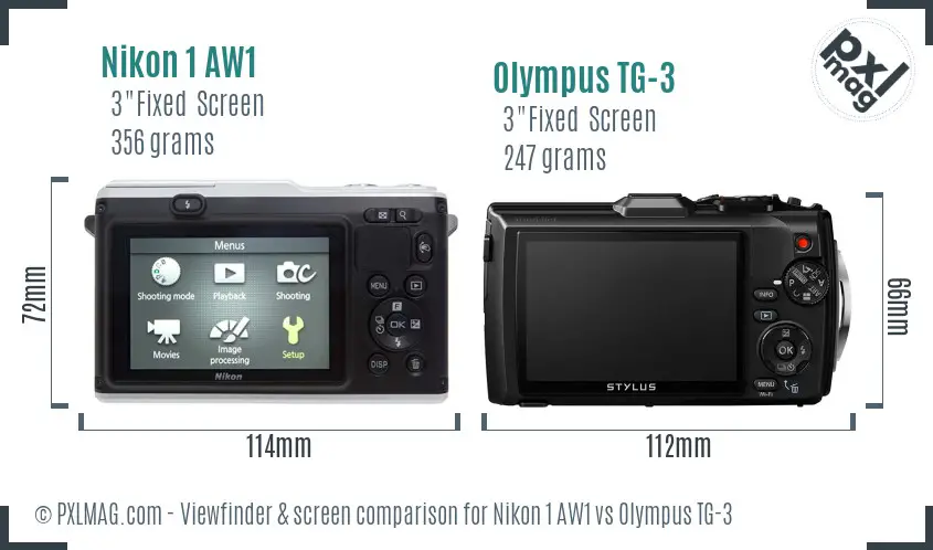 Nikon 1 AW1 vs Olympus TG-3 Screen and Viewfinder comparison