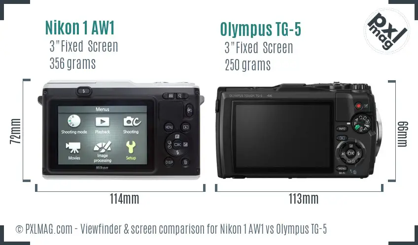 Nikon 1 AW1 vs Olympus TG-5 Screen and Viewfinder comparison Nikon 1 AW1 vs Olympus TG-5 Screen and Viewfinder comparison
