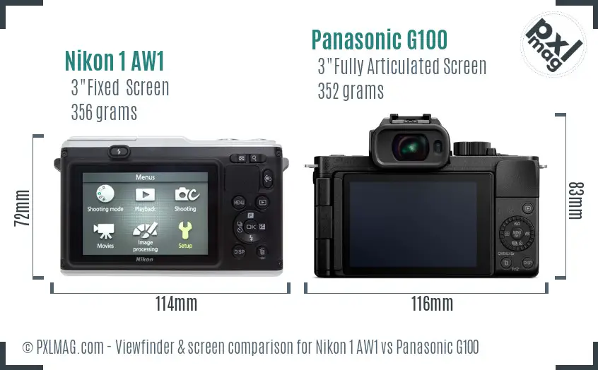 Nikon 1 AW1 vs Panasonic G100 Screen and Viewfinder comparison Nikon 1 AW1 vs Panasonic G100 Screen and Viewfinder comparison
