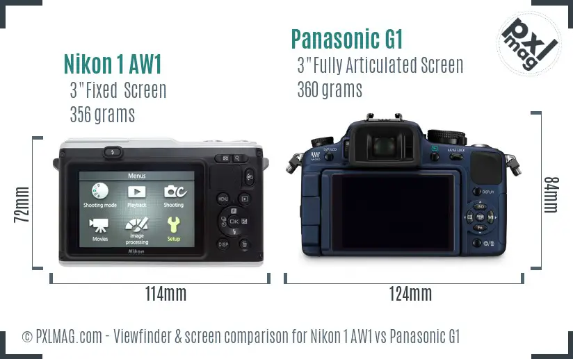 Nikon 1 AW1 vs Panasonic G1 Screen and Viewfinder comparison Nikon 1 AW1 vs Panasonic G1 Screen and Viewfinder comparison
