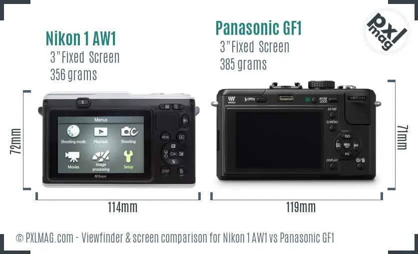 Nikon 1 AW1 vs Panasonic GF1 Screen and Viewfinder comparison Nikon 1 AW1 vs Panasonic GF1 Screen and Viewfinder comparison