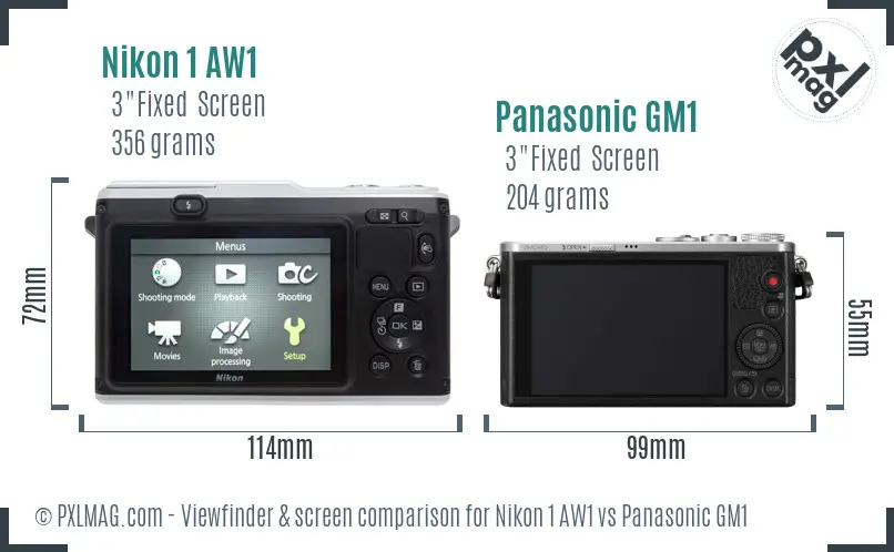 Nikon 1 AW1 vs Panasonic GM1 Screen and Viewfinder comparison Nikon 1 AW1 vs Panasonic GM1 Screen and Viewfinder comparison