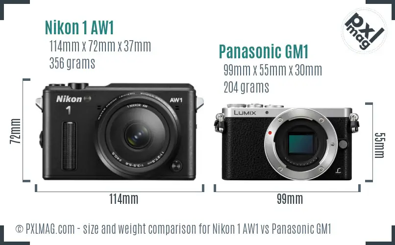 Nikon 1 AW1 vs Panasonic GM1 size comparison Nikon 1 AW1 vs Panasonic GM1 size comparison