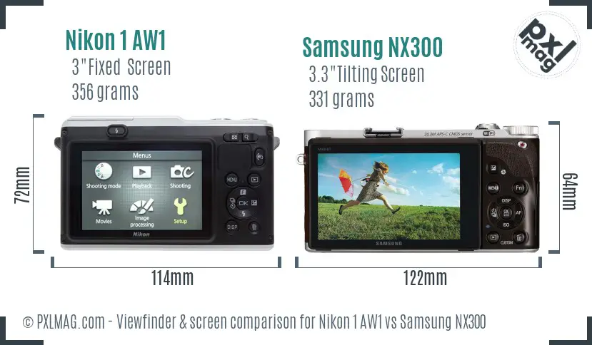 Nikon 1 AW1 vs Samsung NX300 Screen and Viewfinder comparison